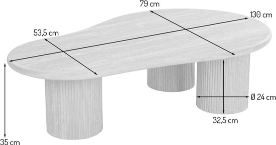 Milton & Oldbrook Table basse 130 cm Tornio Grijs