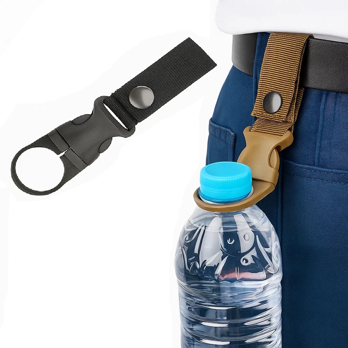 Taille Fleshouder I Flessen hanger I Drank Holster I Heup Fles Houder I Fleshouder Riem I Drinkfleshouder I Waterfles houder I Riemhouder I Zwart