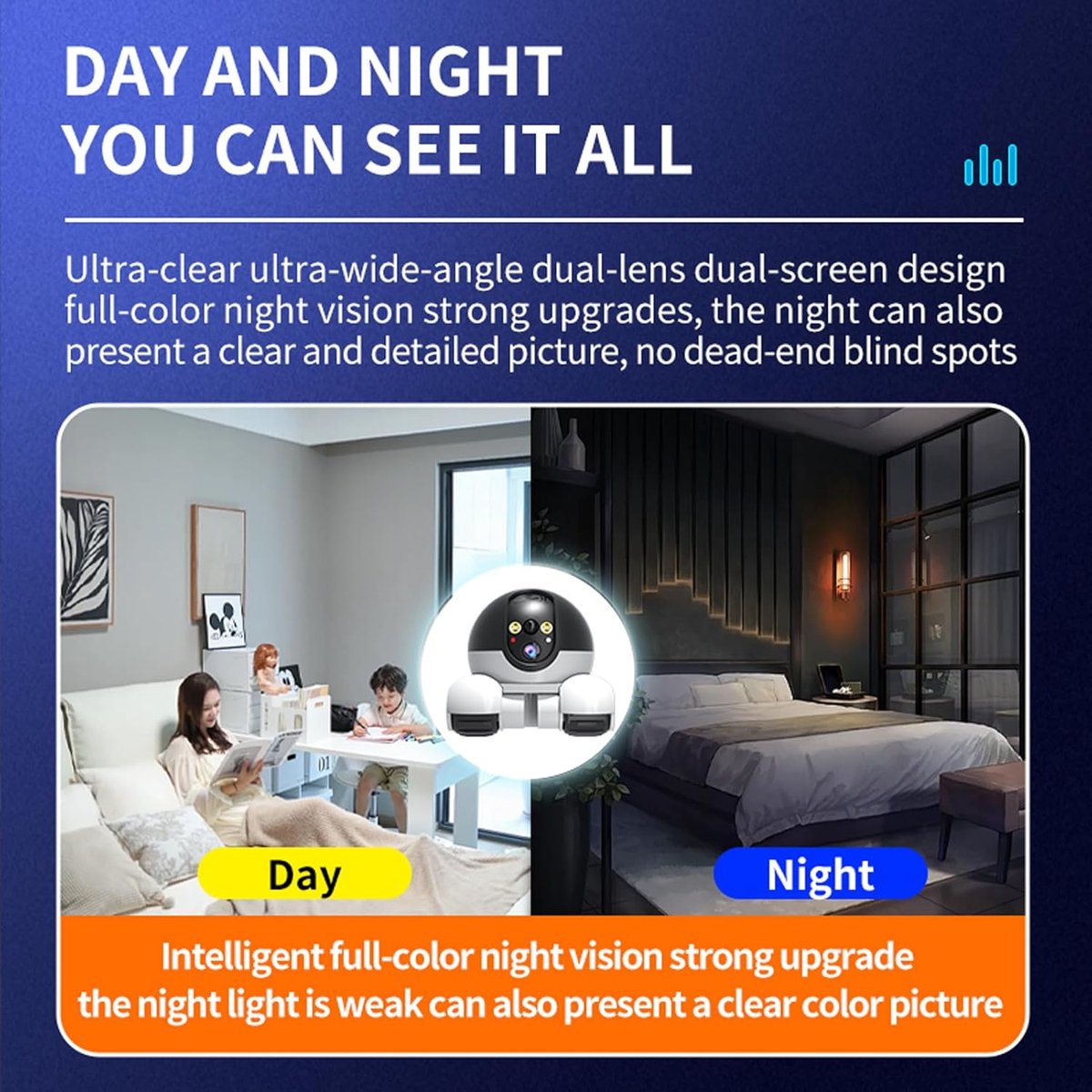 Afbeelding 2 van Camera Robot - Beveiligingscamera Binnen - 2MP Ultra HD - Huisdiercamera - Petcam - Hondencamera - Met WiFi - Volgt Beweging en Geluidsdetectie - Indoor Camera - Nachtzicht - Robotcamera op Wielen - 2.4 G - Zwart