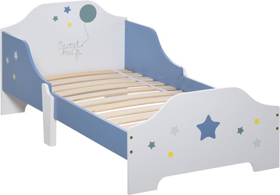 HOMCOM-Kinderbed-MDF-143x74x59cm-Blauw, Wit