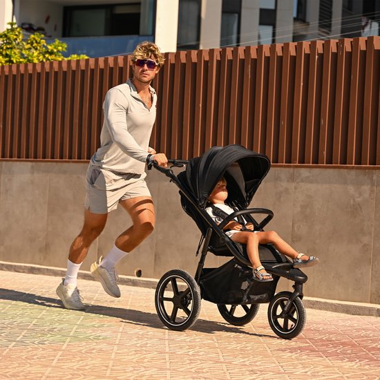 Deryan Bolt hardloop kinderwagen - Jogging buggy - Muggennet - Zwart