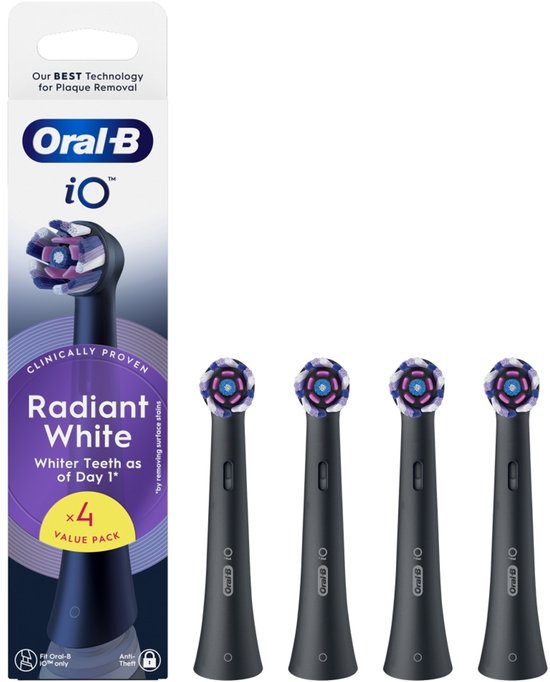Oral-B Opzetborstels iO Radiant White Zwart 4 stuks
