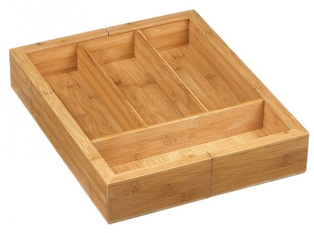 verstelbare bamboe bestek organizer 4/6 compartimenten - dm creation - 00200