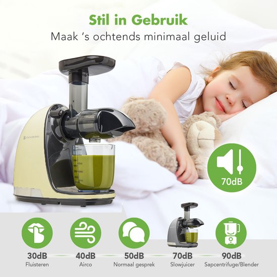 KitchenBrothers Slowjuicer - Presse-agrumes - Presse-légumes et fruits - 700 ml - Avec réservoir à pulpe - Machine à jus - Champagne