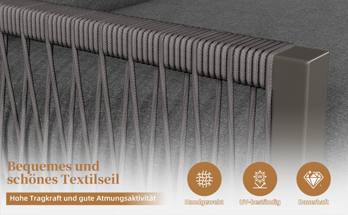 Merax lounge-set-6-7-personen-grijs-verzinkt-ijzeren-frame-verstelbare-poten-incl-kussens thumbnail 2