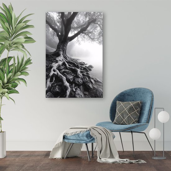 Oude boom met zichtbare wortels - Boom glazen schilderijen - Schilderij natuur - Hyperrealisme - Plexiglas schilderijen - Wandkunst plexiglas - acrylglas 40x60 cm