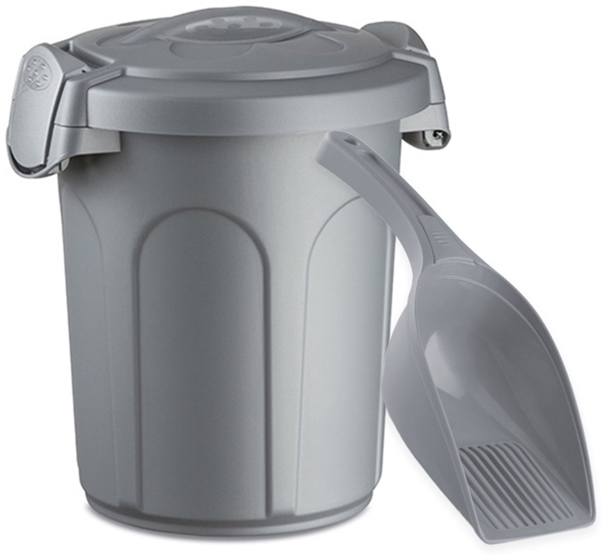 Ton met deksel 'Speedy' - 8 liter - Voerton - Bewaarton - Voercontainer - Inclusief schepje - Zilver