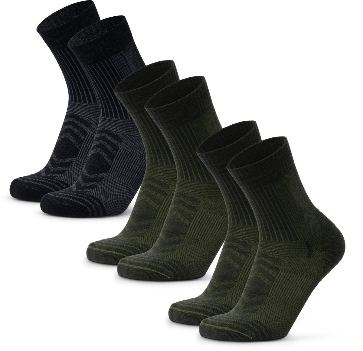 DANISH ENDURANCE Wandelsokken Lichte Merino Wol Sokken met Blaarbescherming Unisex 3 Paar Zwart