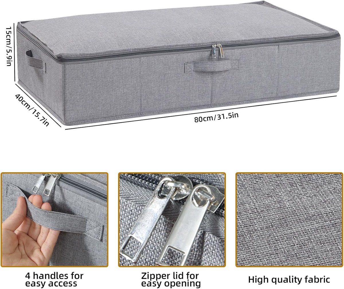 Opbergdozen Voor Onder Het Bed 5 Stuks 90 Liter Grote Capaciteit 100 X 50 X 18 Cm Helder Deksel Versterkte Handgrepen Opvouwbaar Opbergtas Voor Onder Het Bed Kledingopslag Grijs