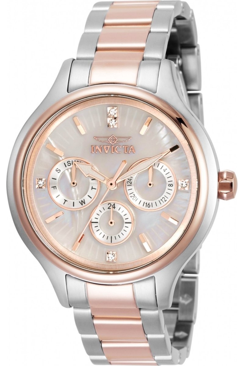 Invicta Angel 33930 Dames Horloge - Waterdicht - Analoog - Quartz Uurwerk - Roestvrij Staal met parelmoeren Wijzerplaat - 38mm