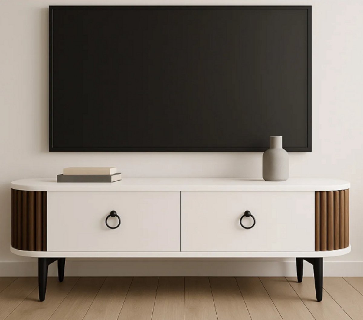Moka Park - Ovale TV meubel - Stijlvol en Functioneel Design TV meubel - TV kast - 120 cm - Wit