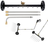 EVEAGE 16,5 inch hogedrukreiniger oppervlaktereiniger - roestvrijstalen powerwasher oppervlaktereiniger met 4 wielen en 2 verlengstangen, 4000PSI Power Washer Accessoires Attachment