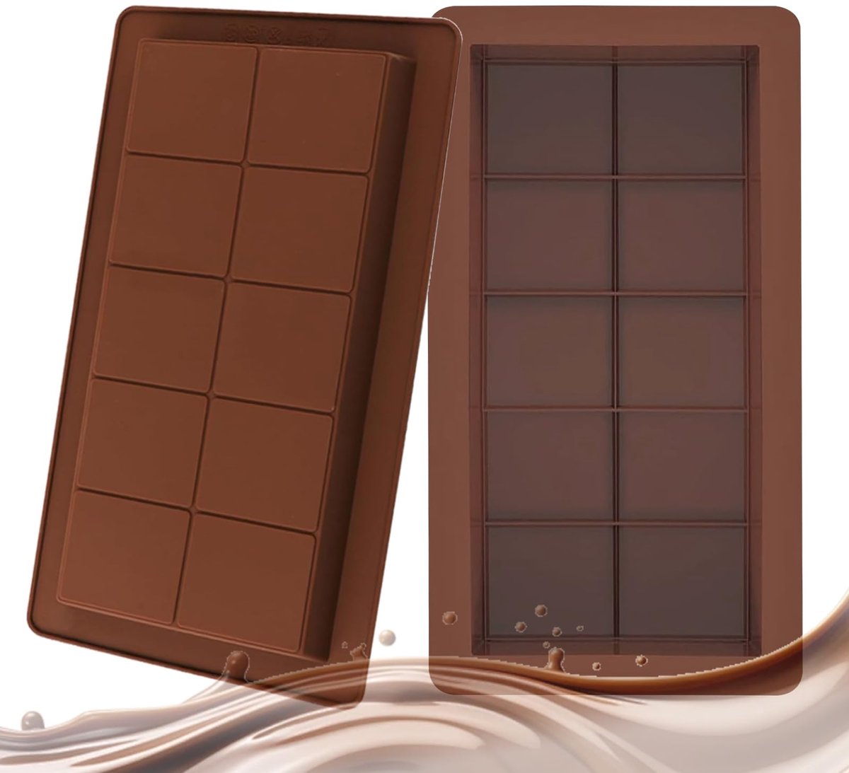 Ibenzoa® Siliconen Chocoladevormen Set van 2 voor Creatieve Chocoladerepen en Snoepjes