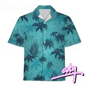 Chemisier Gamer manches courtes - Chemise - T-shirt - Hawaï - Blauw - Taille M