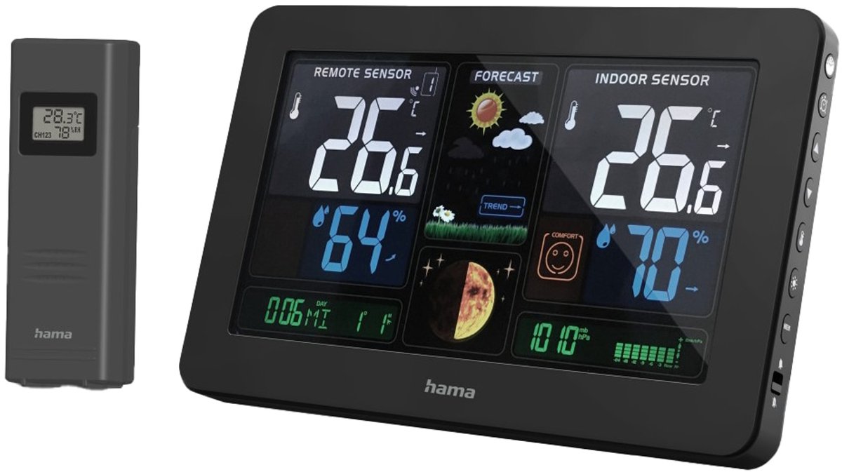 Hama Weerstation Premium Met Led-kleurendisplay En USB-oplaadfunctie