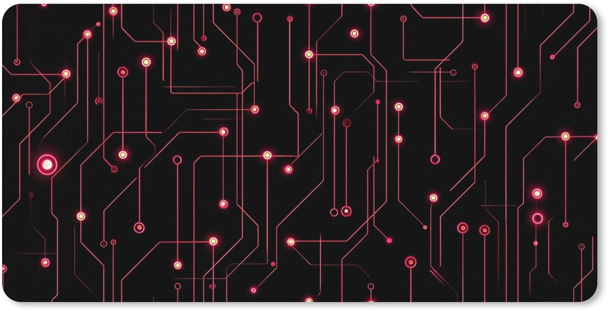 Muismat XXL 100x50 cm - Bureau onderlegger - Bureau mat Gaming - Lijnen - Netwerk - Stippen - Rood - Bureaumat - Gaming mousepad xl - Bureaulegger groot - Computer deskmat