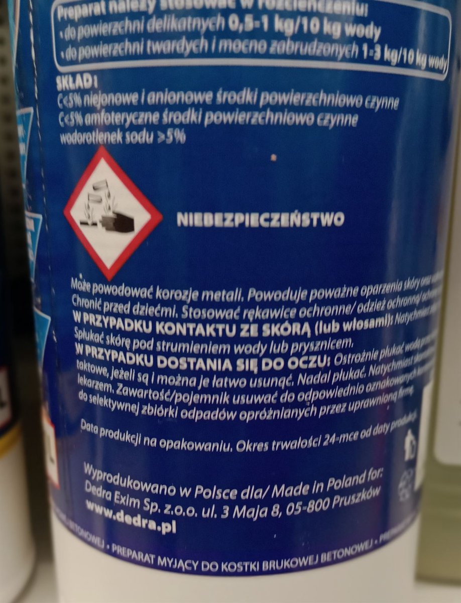 Dedra - Reinigingsmiddel voor bestrating - Effectief - 1L - Wit