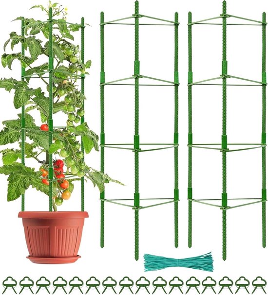 Relaxdays Plantensteun - Set Van 4 - Klimhulp - 45 C   Rankhulp Tomaten   3 Ringen  Bruin 700246705