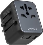 Voomy Reisstekker 200+ Landen - Wereldstekker Universeel - Geschikt voor: Engeland (UK), Amerika (USA), Afrika, Japan, Italië, Thailand, Type G & A - 3 USB Poorten
