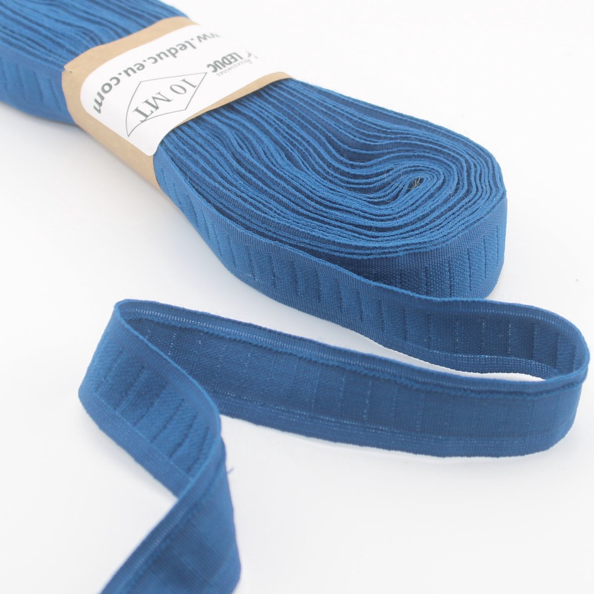 10 Meter GEKLEURDE GORDIJNBAND/RUFLETTE, Breedte 23mm, Zonder Plooien, Plooiband/Zoomband, Kleur BLAUW
