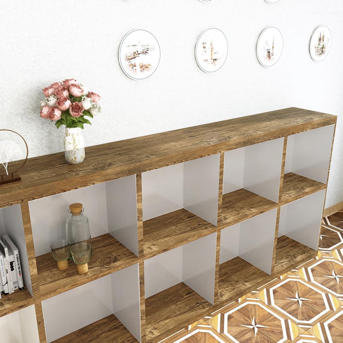 Plakfolie, meubelfolie, houtlook, plakfolie, zelfklevend, vintage, bruin, eiken, houtnerf, 40 x 300 cm
