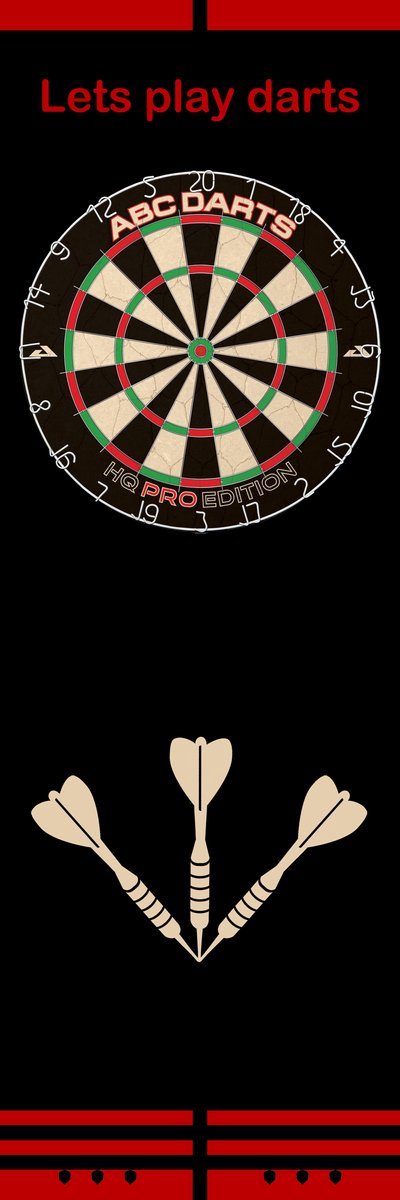 Dartmat - dartkleed - Zwart - Bulls Eye - 237 x 80 cm van Bull's-Eye — afbeelding 2
