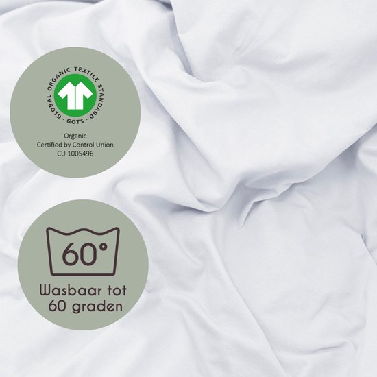 Drap-housse Kayori Tara en Hoeslaken - 180-200 x 200-220 cm - Épaisseur du matelas 40 cm - Élastique tout autour - Katoen bio - Sans repassage - Wit