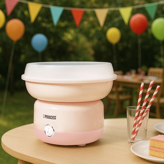 Princess 292990 Suikerspinmaker - Suikerspinmachine - 500 W - Met 10 stokjes en maatlepel - Kinderfeestje - party - Roze - BPA vrij - Cotton Candy - Pink