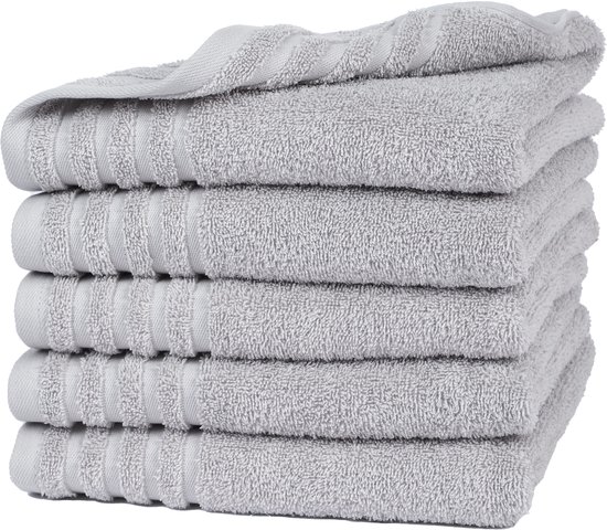Betully ® - Handdoeken 50 x 100 cm - lot de 6 - 100% Katoen - Qualité hôtelière - Qualité lourde 500 g/ m2- Gris clair
