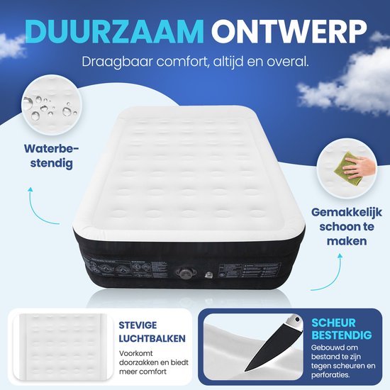 FLOAT luchtbed met gestructureerd oppervlak en informatie over waterbestendigheid en scheurvastheid.