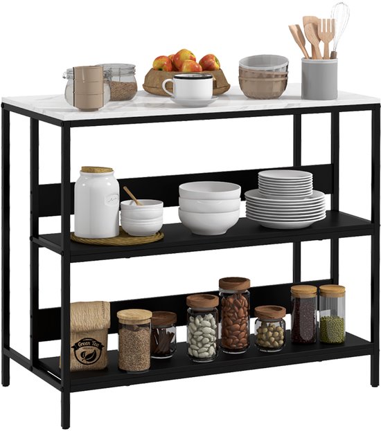 Îlot de cuisine HOMCOM MDF 100x50x90cm Zwart