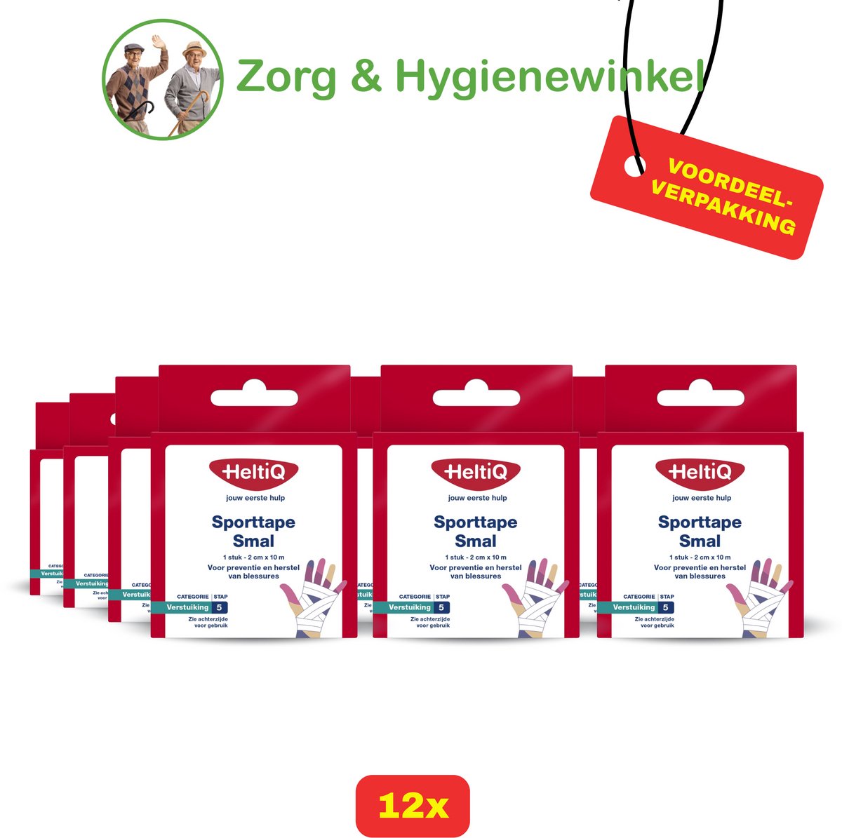 12x Heltiq - Sporttape Smal - 2 cm x 10 m - Voordeelverpakking!
