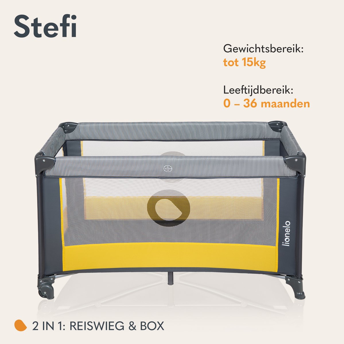 Campingbedje 3 in 1 - Baby Bed / Inklapbare Box / Reisbedje - 60x120 cm - 0-36 maanden / tot 15 kg - MET comfort MATRAS - Zij-ingang met rits - Wielen - Transporttas - Lionelo Stefi Babybed Babybox Ledikant thumbnail 4