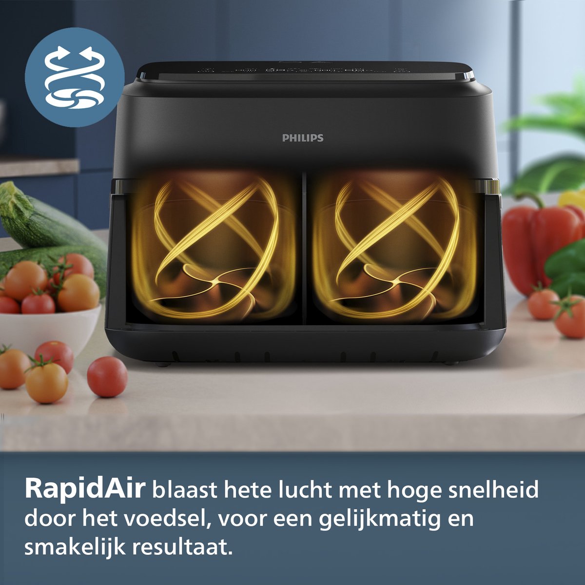 Philips 1000 Series Dual Basket Airfryer - NA150/00 - Dubbele Mand - Flexible Basket - 7.1L - Tot 5 Personen — afbeelding 5