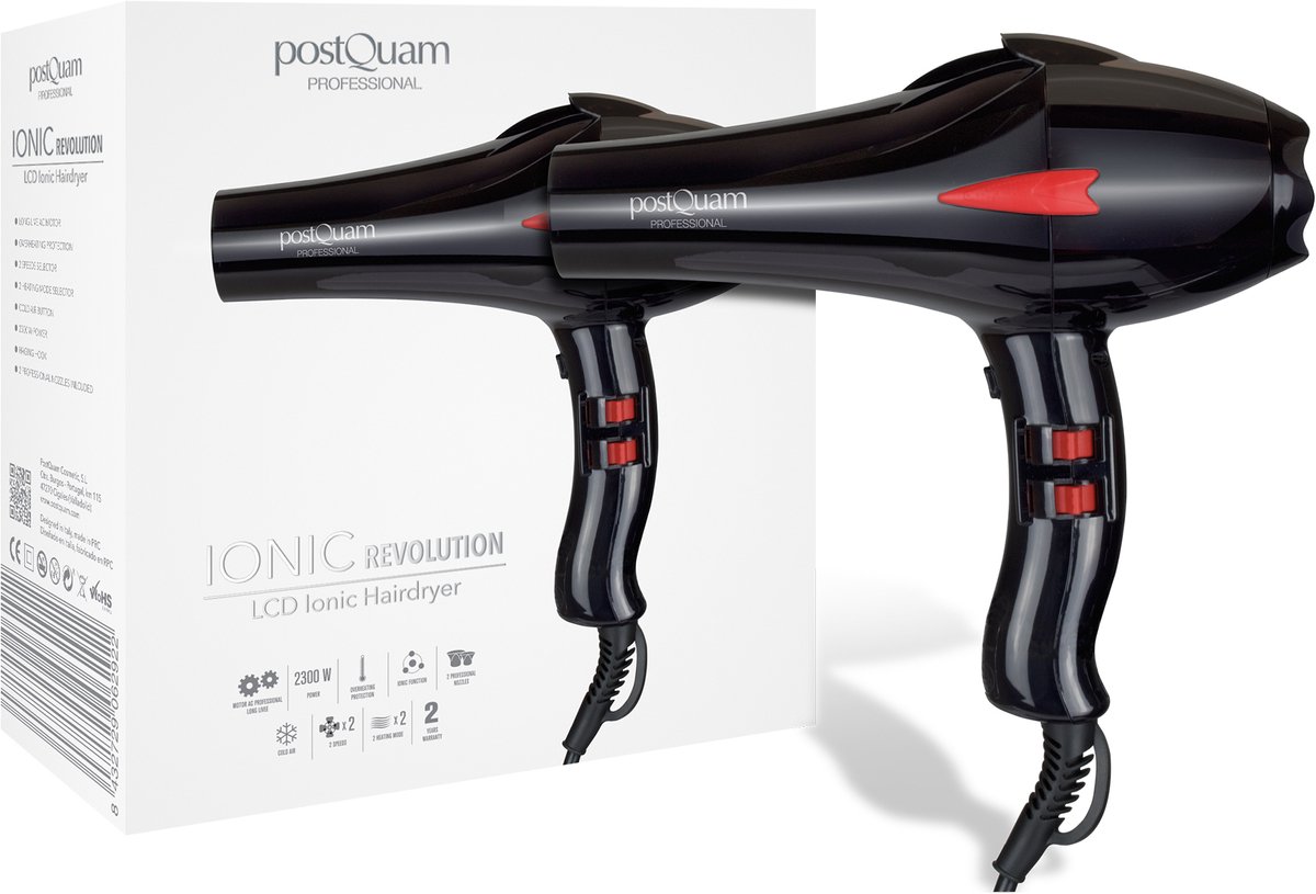 PostQuam PQPAE1007 haardroger 2300 W Zwart, Rood