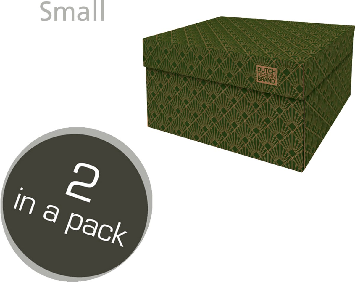 Dutch Design Brand - Dutch Design Storage Box Small - Opbergdoos - Opbergbox - Bewaardoos - Roaring 20's - Art Deco Velvet Green