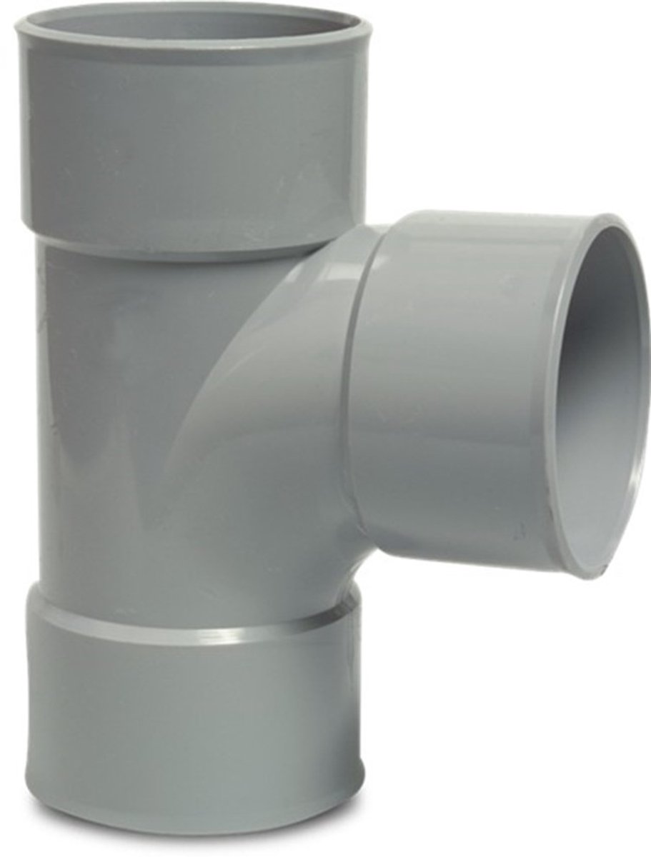 PVC T-stuk 87° – 75 mm mof x spie grijs KOMO