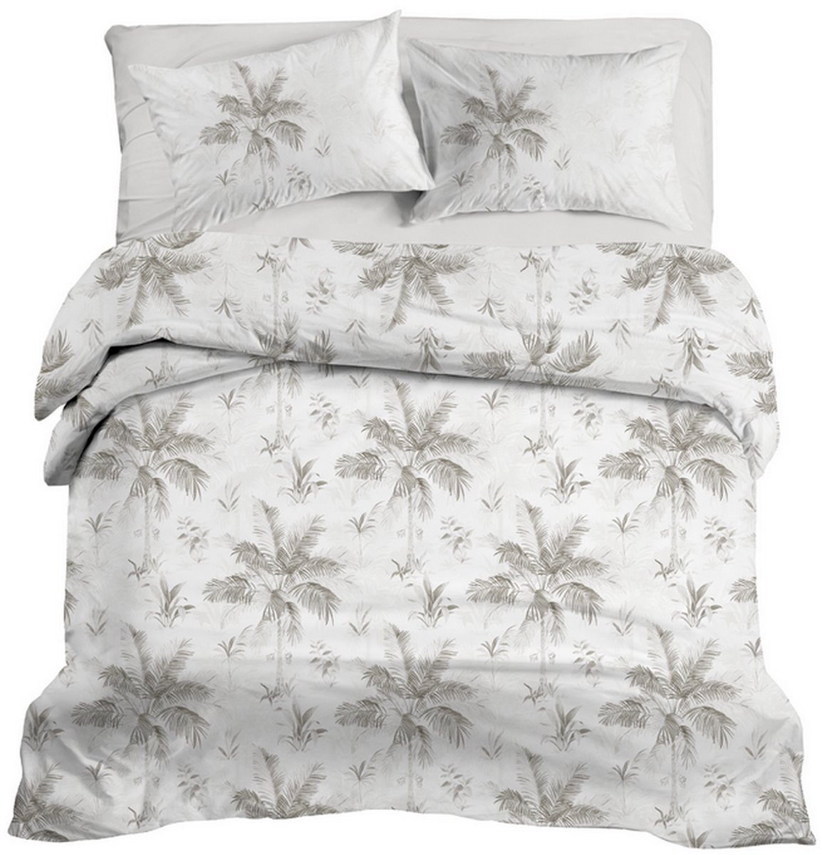 LINNICK Dekbedovertrek katoen Renforcé Loretto - beige - 240x200/220cm - lits jumeaux