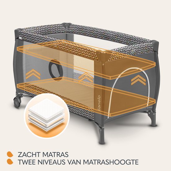 Lionelo Sven Plus - Meegroeibed - Campingbedje - 127x60cm - tot 15kg - SET 2in1 - Co-sleeper van LIONELO — afbeelding 5