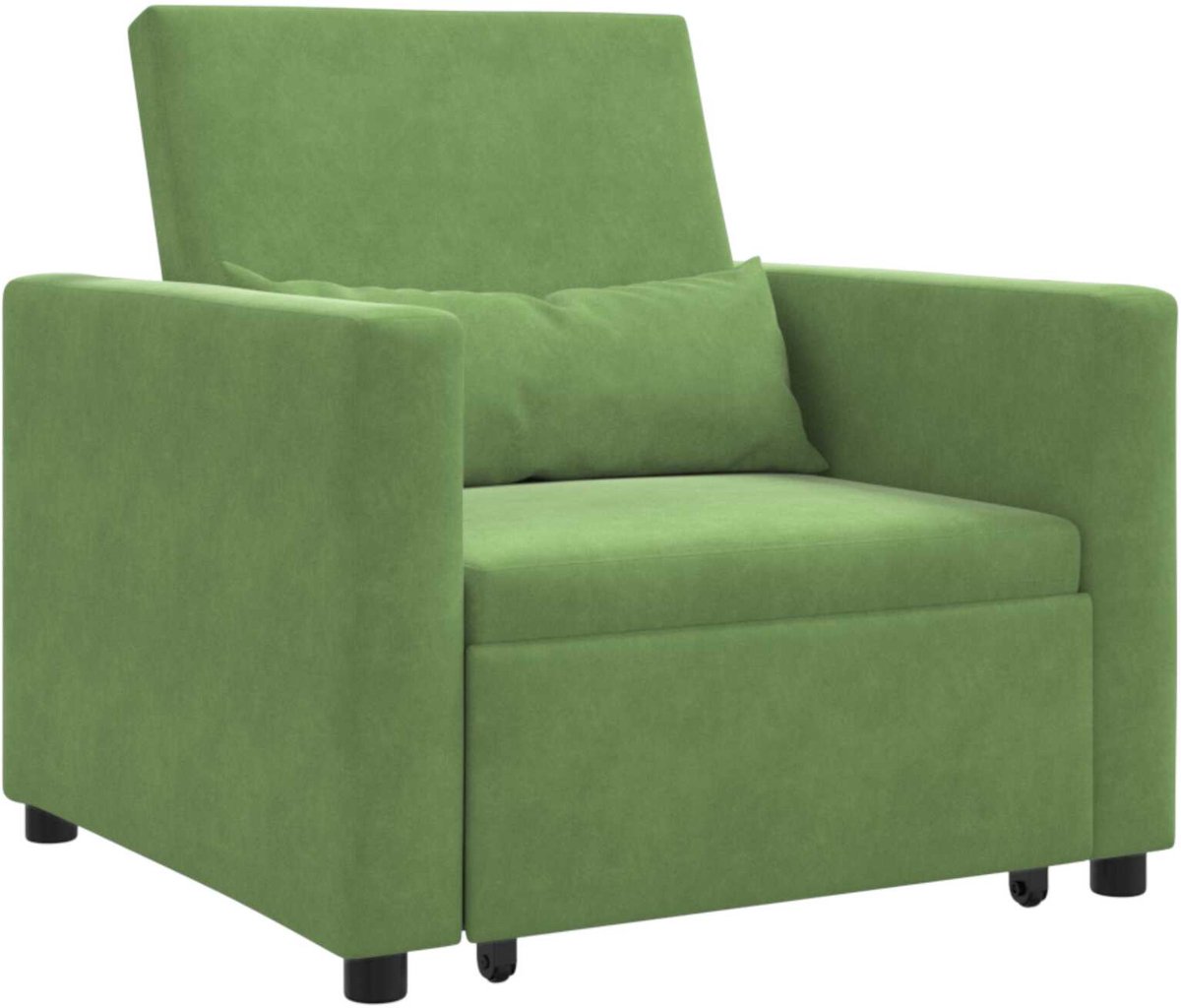 Slaapstoel - Uitklapbaar - Slaapbank - Logeerbed - Zetelbed - Slaapfauteuil - Vouwbed - 1 persoons - Zeer comfortabel - 100 kg - Lichtgroen