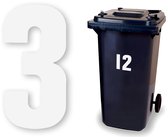 Huisnummer kliko sticker - Nummer 3 - Wit groot - container sticker - afvalbak nummer - vuilnisbak - brievenbus - CoverArt