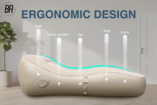 Best Active Automatisch Opblaasbare Bank - Draagbaar Camping Ligbed met Elektrische Pomp - 150KG Draagkracht - 180x75x58 cm - Comfortabel Outdoor Relaxbed - Luchtbed met ingebouwde Pomp - Beige van Merkloos — afbeelding 3
