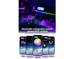 Ambient verlichting voor in de Auto - Sfeer verlichting interieur auto - Auto Sfeer Neon Verlichting Kit - Led strips - Led light strip - Auto Accessories - USB plug - 12V - Bestuur via App en Afstandsbediening
