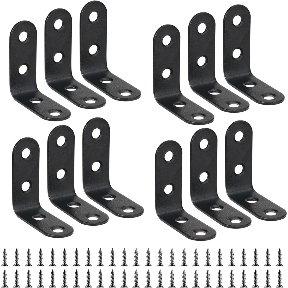 EXCITAT L-vormige beugel - Haakse beugel - Hoekbeugel van roestvrij staal - 40 mm x 40 mm - Voor ondersteuning van houten meubelen en kasten - 12 stuks - Zwart