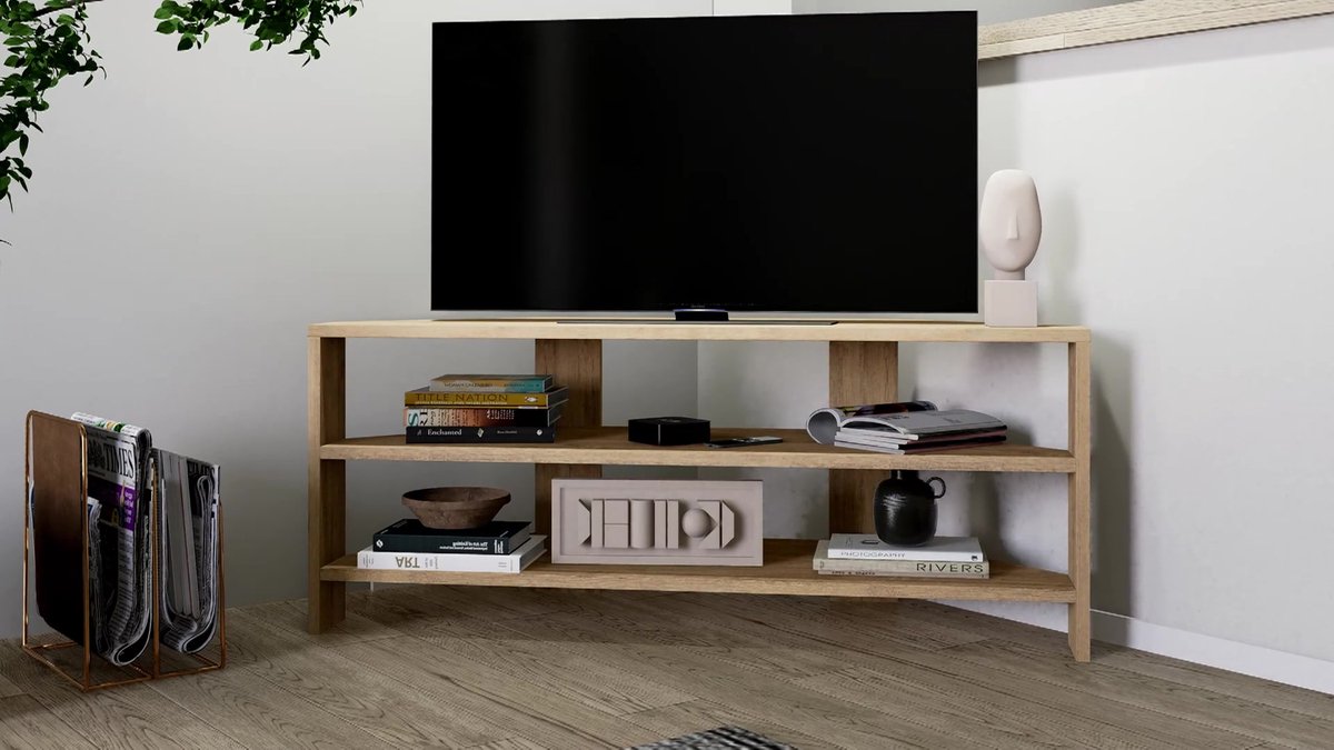 Style Zwevend TV Meubel | 3 Kleppen - Eikenblad
