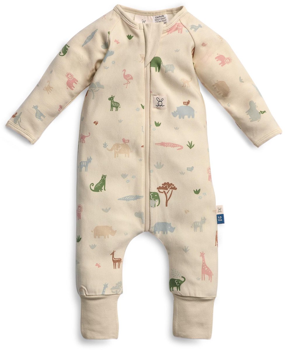 ergoPouch Babypyjama - Baby pyjama - 0,2 Tog - Pyjama jongens - Pyjama meisjes - 0-3 md - Savannah