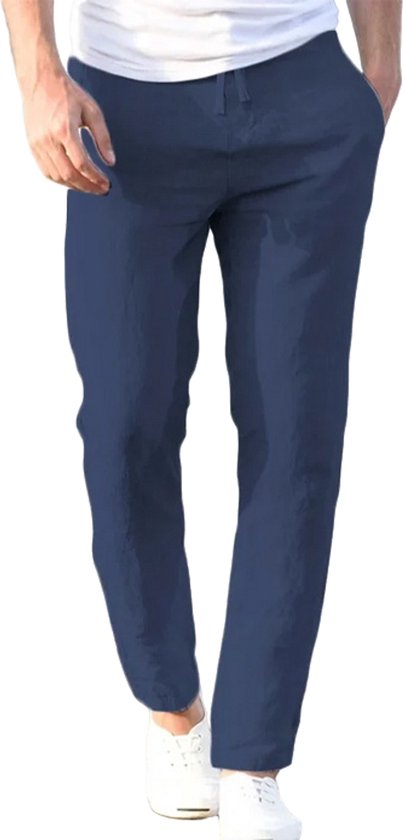 Pantalon en lin pour homme - Blauw - Été - Aéré - Fashion - Taille XXL