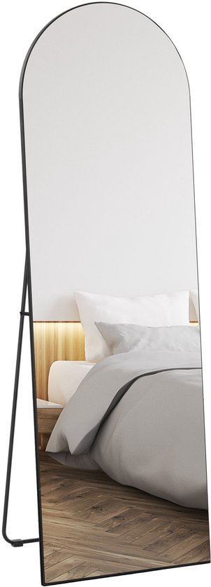 HOMCOM - Miroir pleine longueur - MDF - Glas - 50 x 3,6 x 150 cm - Zwart