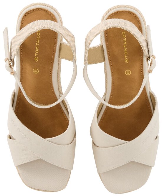 Tom Tailor - Sandalen met sleehak - Maat 41 - offwhite