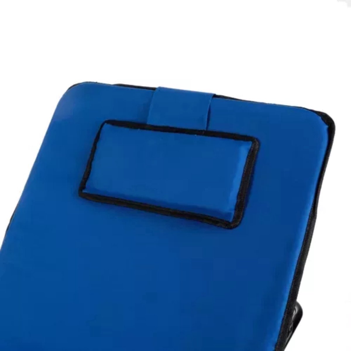 Pincho - Opvouwbaar Ligbed - Strandstoel - Strandmat Verstelbare Rugleuning 155 x 55 cm - Donker Blauw -Lichtgewicht en Draagbaar - Met opbergvak en Hoofdsteun -Camping - Tuin - Zwembad — cadeau in Sport & Outdoor - foto 4